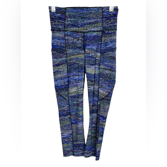 Lululemon, fast and free tight. Blue multi stripe pattern, sz 2 - Picture 5 of 10